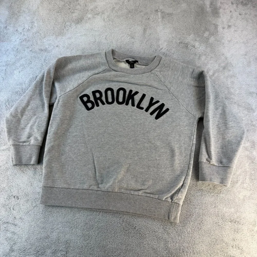 J Crew Womens Small Brooklyn Sweatshirt Gray Chenille Collegiate Crewneck